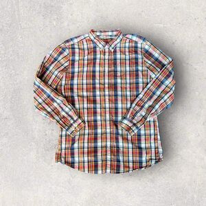 Eddie Bauer Unisex Large Tall Legend Wash Button Down Flannel Plaid Blue Red